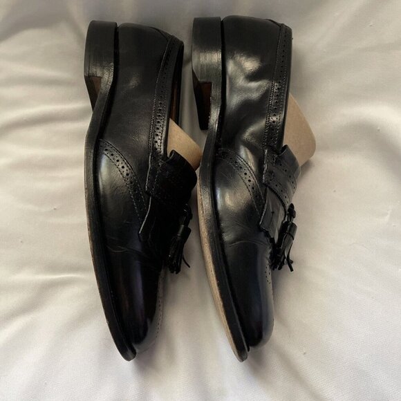 Allen Edmonds 10.5 W Bridgeton Black Leather Fringe Tassels Slip On Loafers USA - Picture 5 of 13